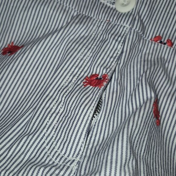 Crown & Ivy Striped Caroline Shorts Embroidered Crabs Nautical Style Size 14 Nwt - Picture 8 of 8